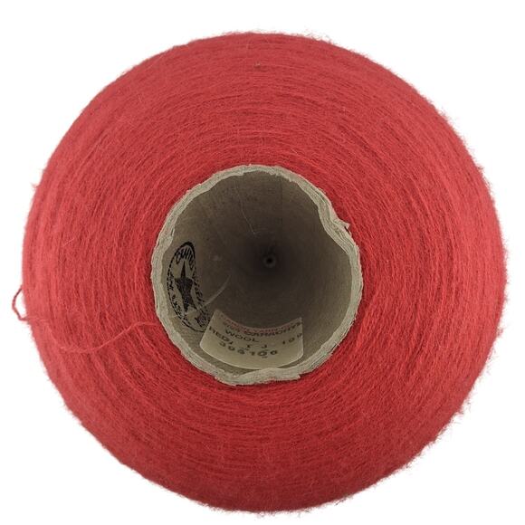 Very Large Red Wool Crochet Thread Cone Vintage Lace Knitting Crochet - Picture 3 of 5